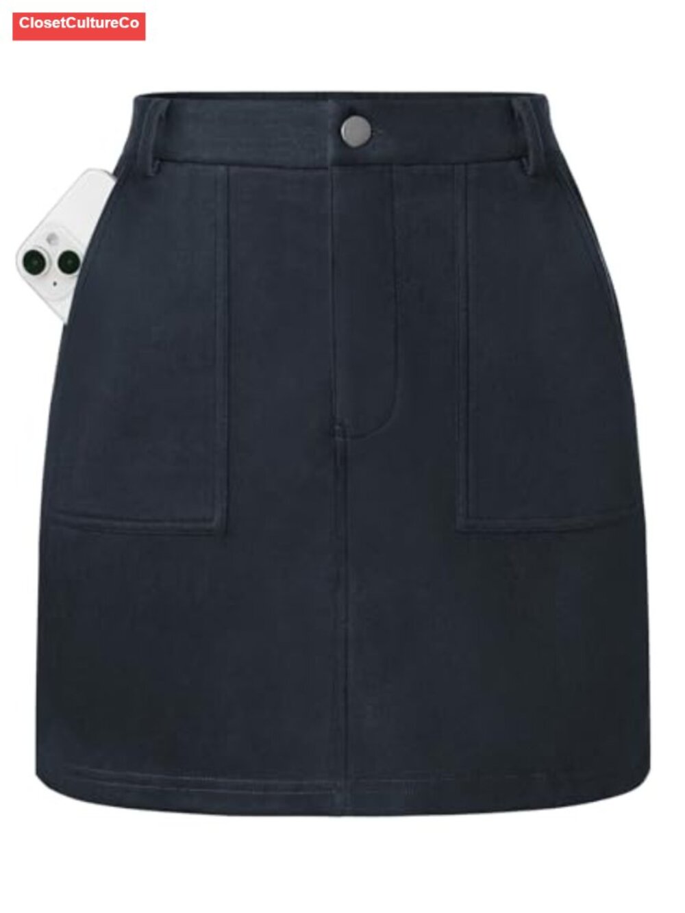 Faux Suede High Waisted Mini Pencil Skirt with Pockets